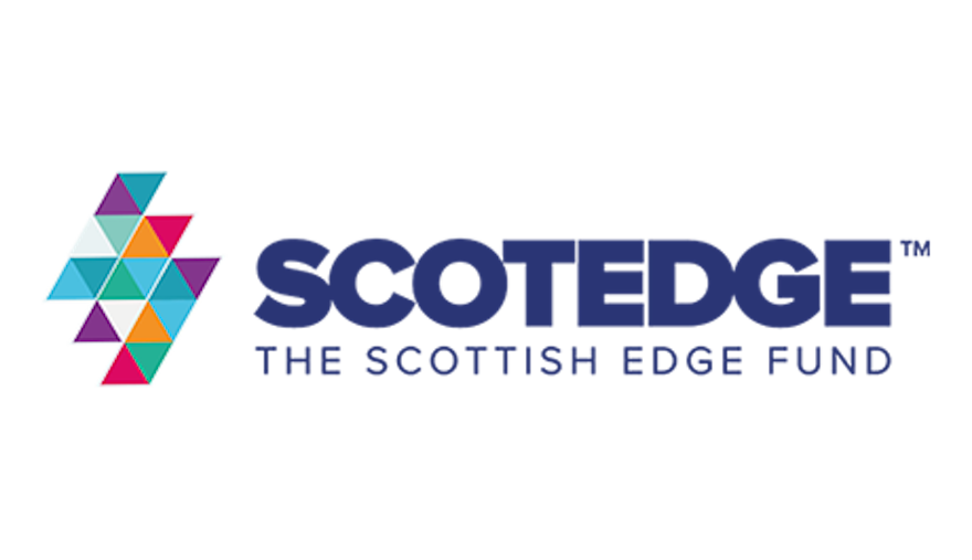 The ScotEdge logo, the Scottish Edge Fund, on a black background