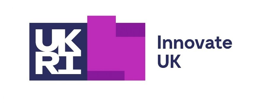 The UKRI Innovate UK logo in navy, purple and magenta on a white background